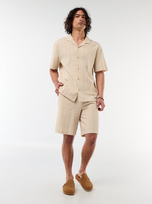 Bermudas em tecido tipo crépon - Kiabi