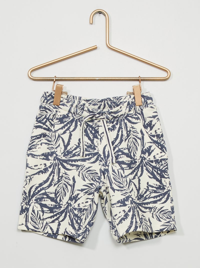 Bermudas em terry francês com estampado 'tropical' BRANCO - Kiabi