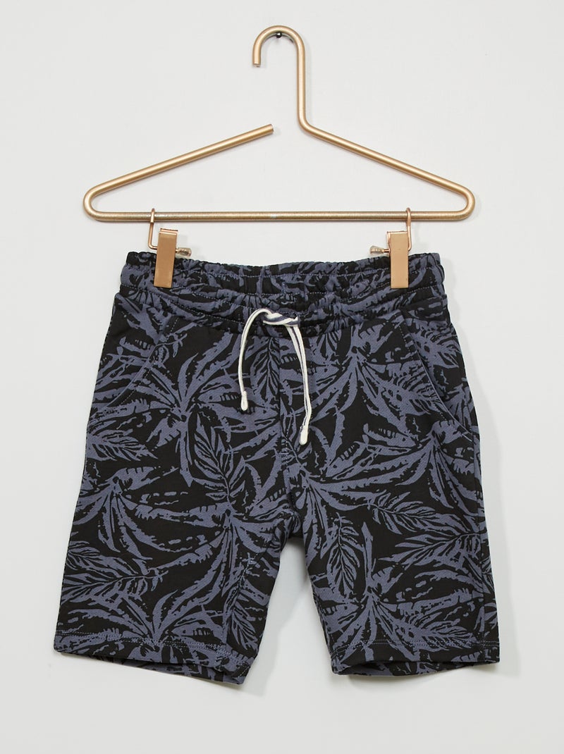 Bermudas em terry francês com estampado 'tropical' PRETO - Kiabi