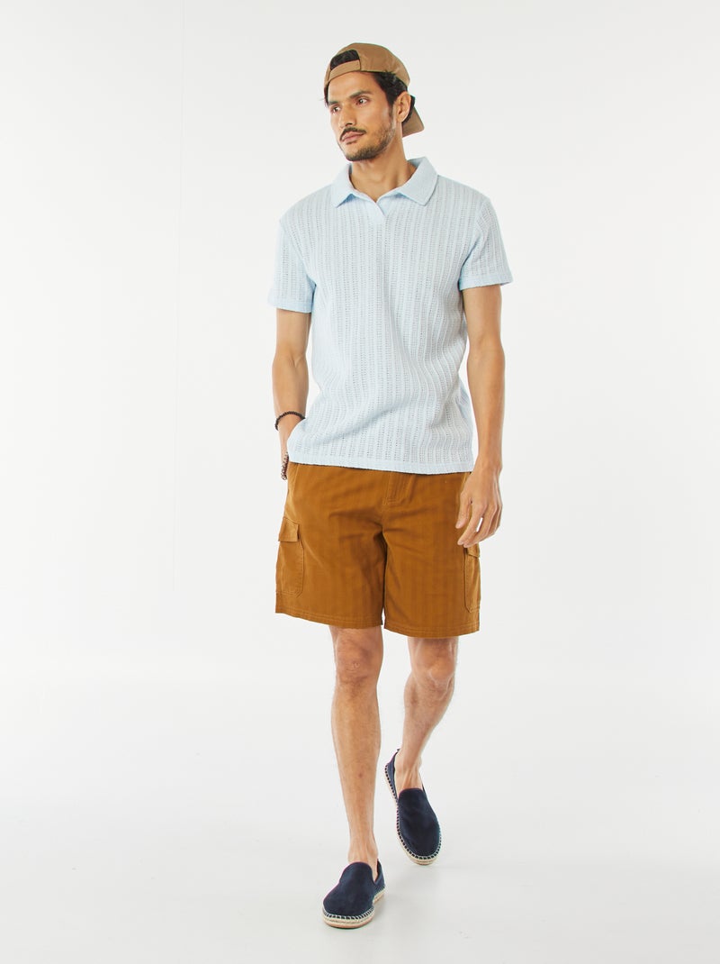 Bermudas em twill com vários bolsos Caqui - Kiabi