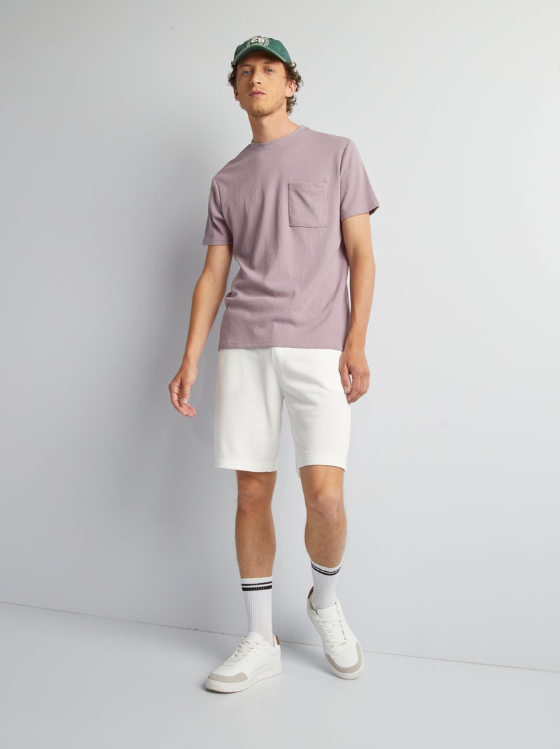 Bermudas estilo calças de fato de treino em moletão fino Branco - Kiabi