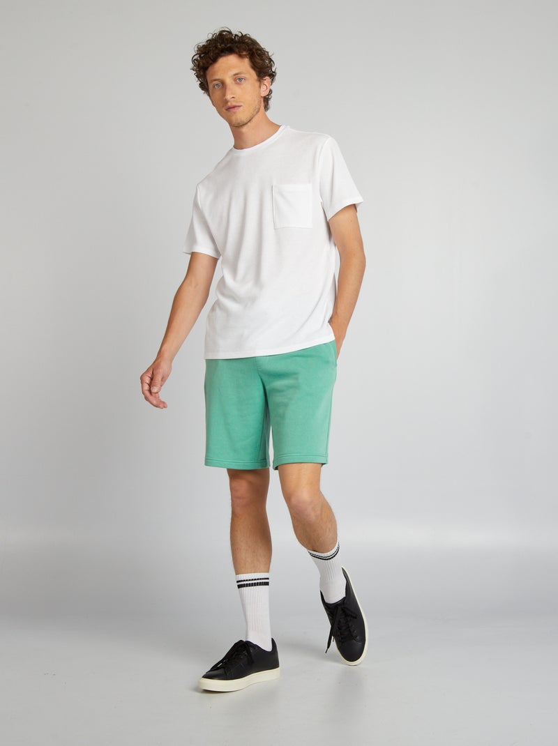 Bermudas estilo calças de fato de treino em moletão fino VERDE - Kiabi