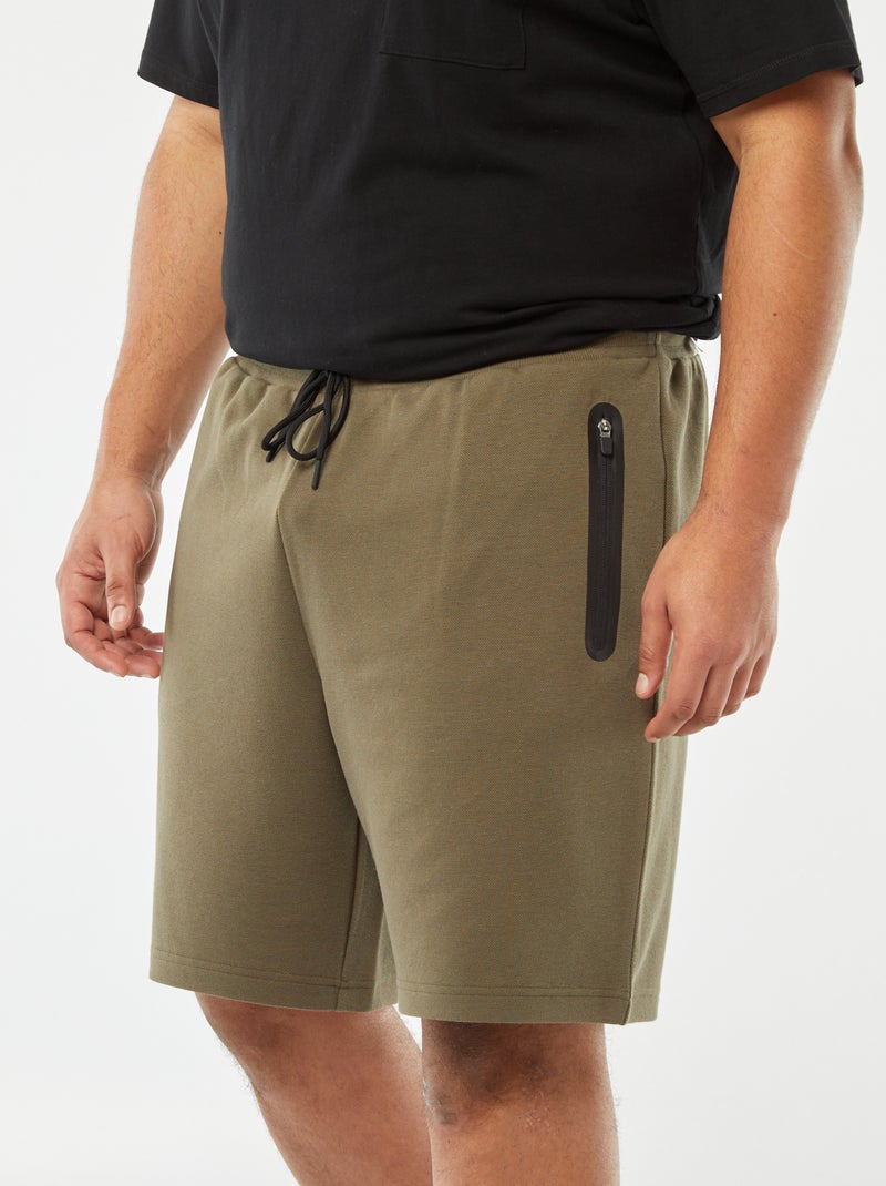 Bermudas estilo desportivo em malha piqué CAQUI - Kiabi