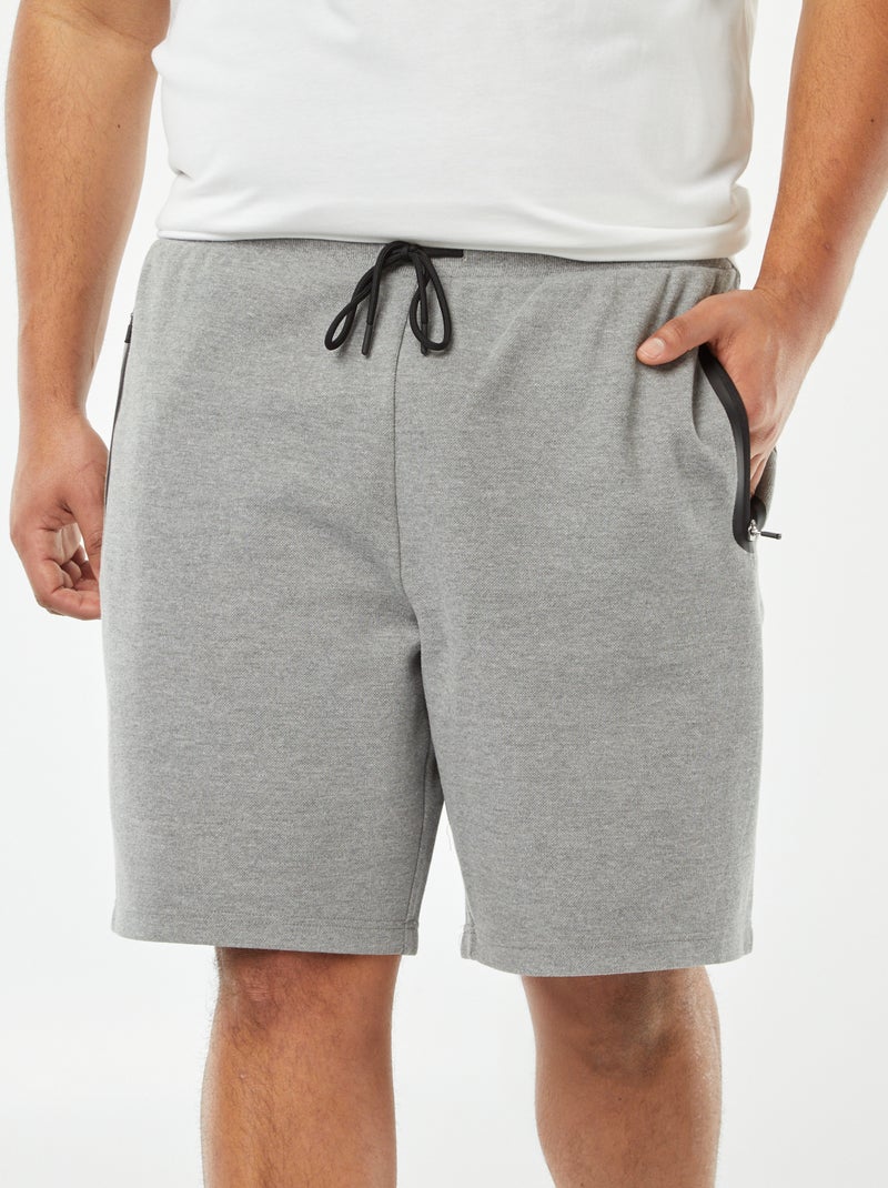 Bermudas estilo desportivo em malha piqué CINZA - Kiabi