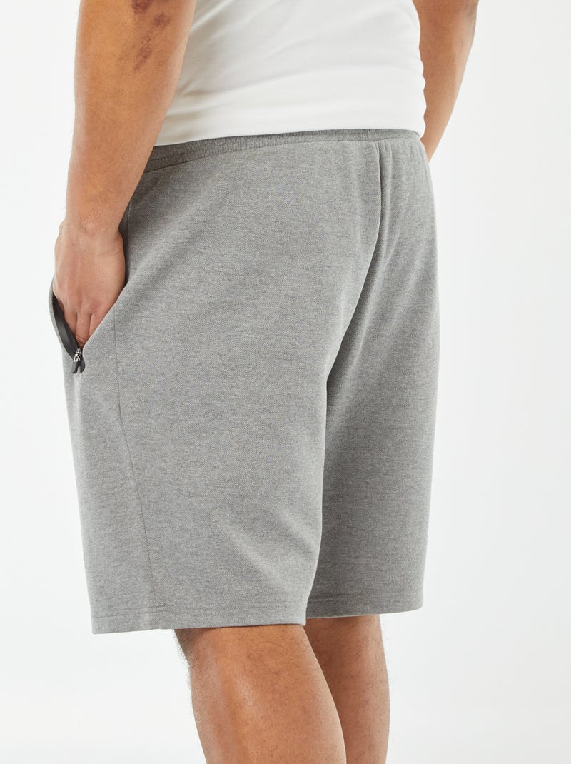 Bermudas estilo desportivo em malha piqué CINZA - Kiabi