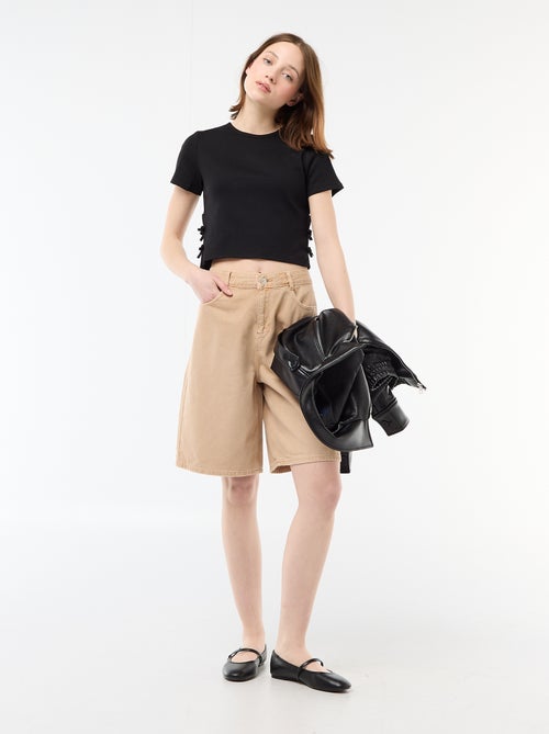 Bermudas largas em sarja - Kiabi