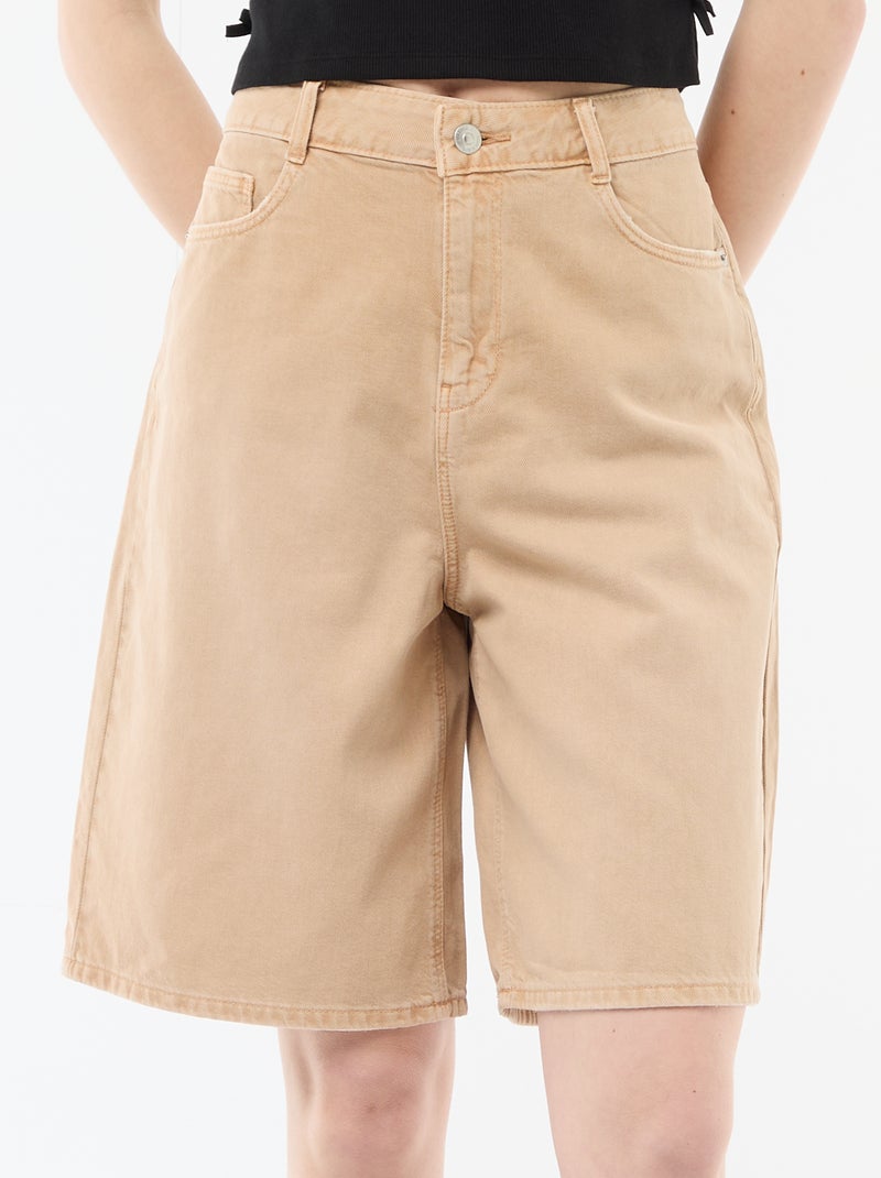 Bermudas largas em sarja Bege - Kiabi