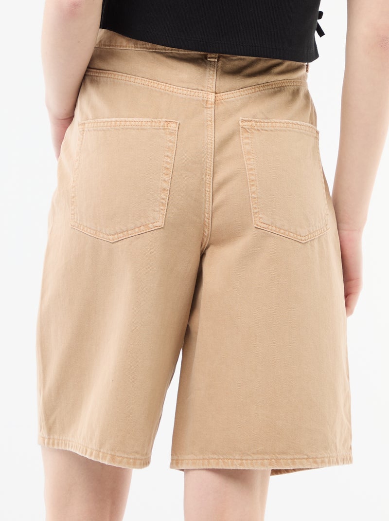 Bermudas largas em sarja Bege - Kiabi