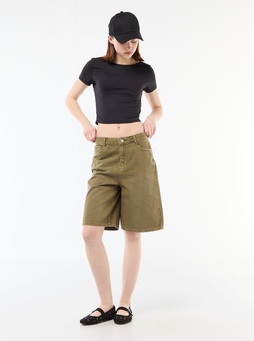 Bermudas largas em sarja - Kiabi