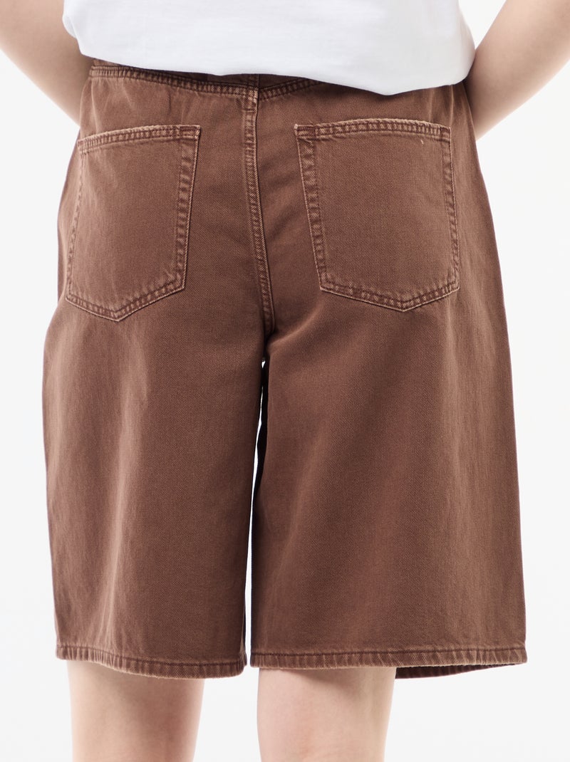 Bermudas largas em sarja Castanho - Kiabi
