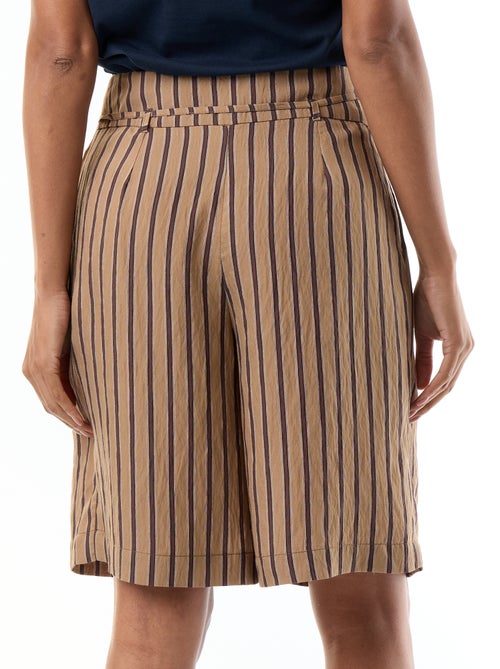 Bermudas largas listradas de cintura alta - Kiabi
