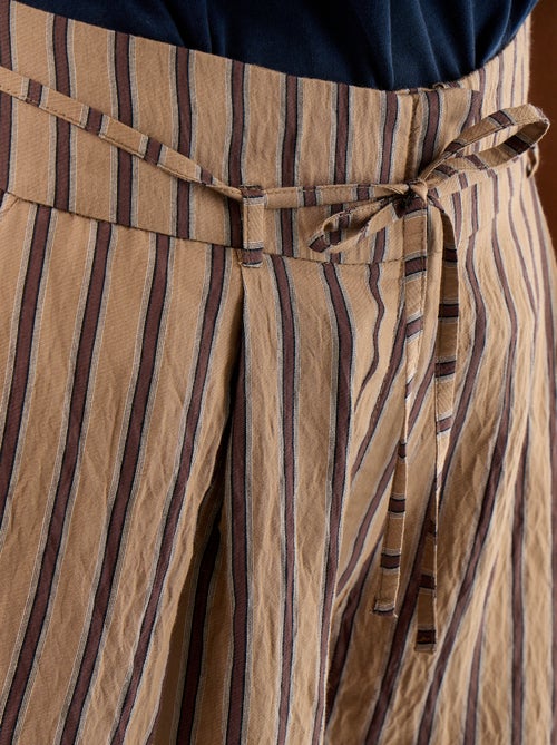 Bermudas largas listradas de cintura alta - Kiabi
