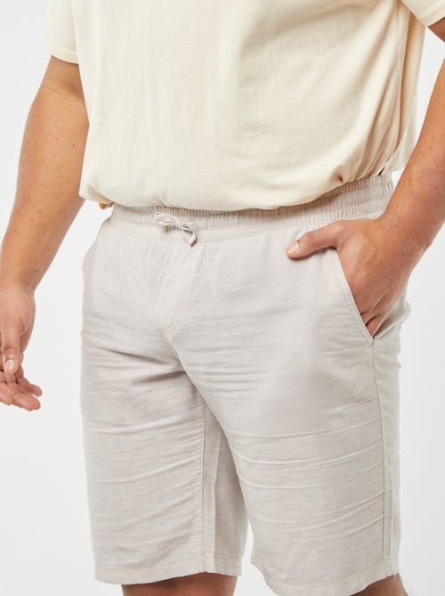 Bermudas leves em linho e algodão com cós elástico - Kiabi