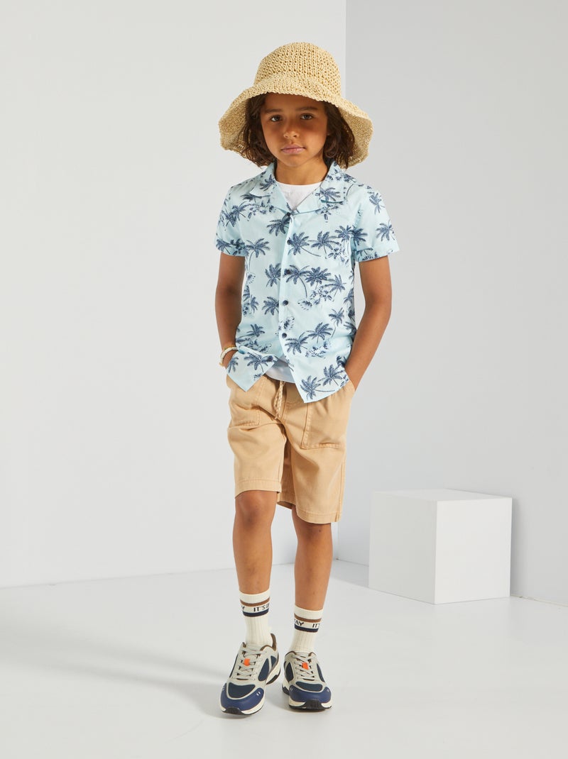 Bermudas lisas com atilhos de fantasia BEGE - Kiabi