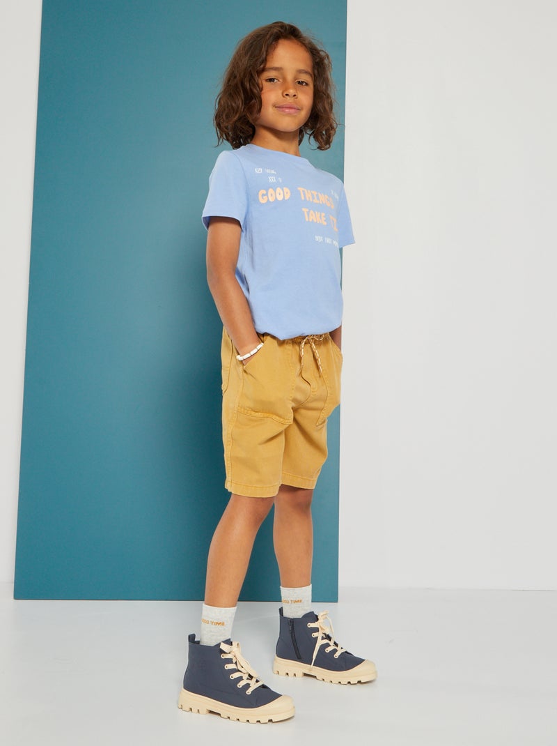 Bermudas lisas com atilhos de fantasia BEGE - Kiabi
