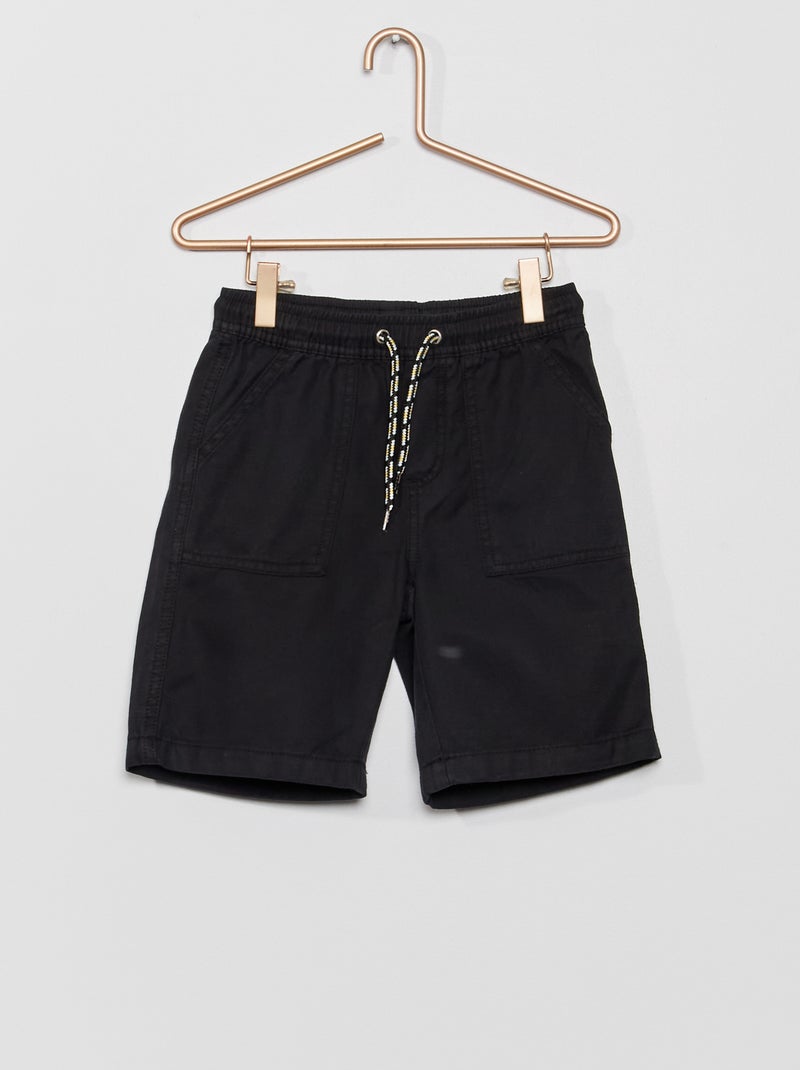 Bermudas lisas com atilhos de fantasia Preto - Kiabi