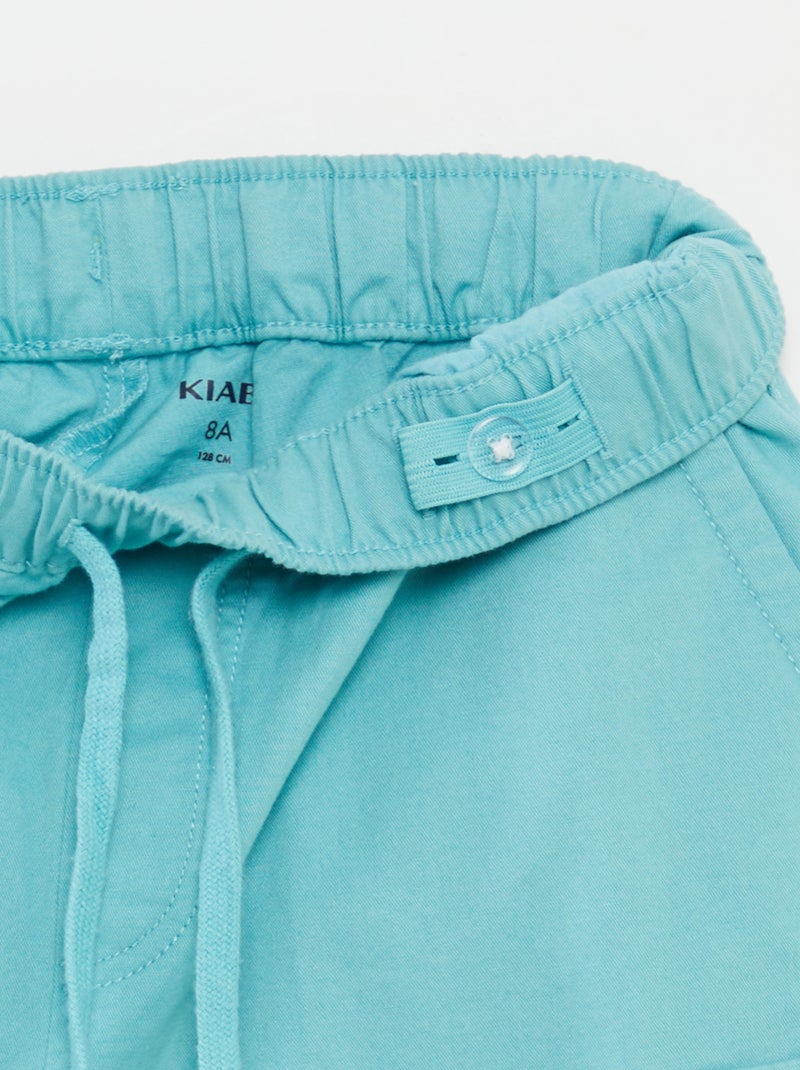 Bermudas lisas com bolsos com aba AZUL - Kiabi