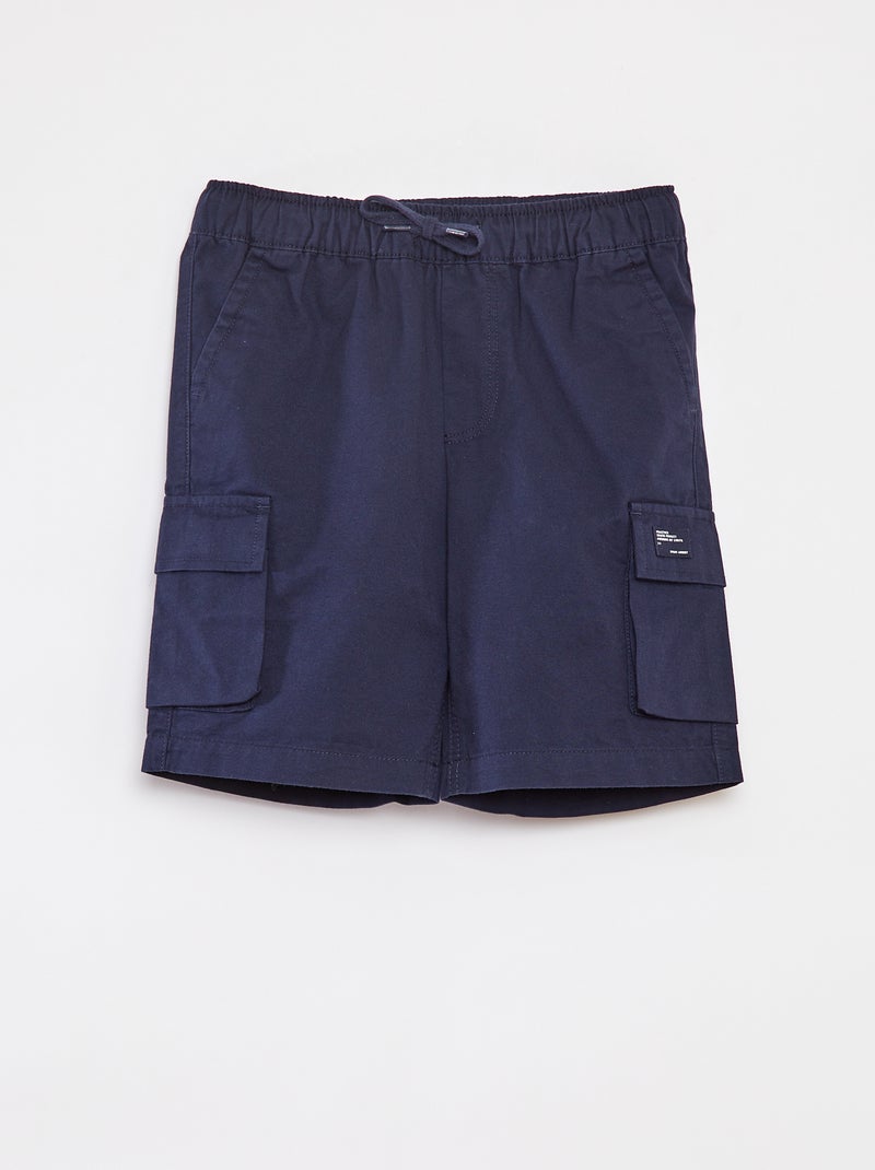 Bermudas lisas com bolsos com aba AZUL - Kiabi