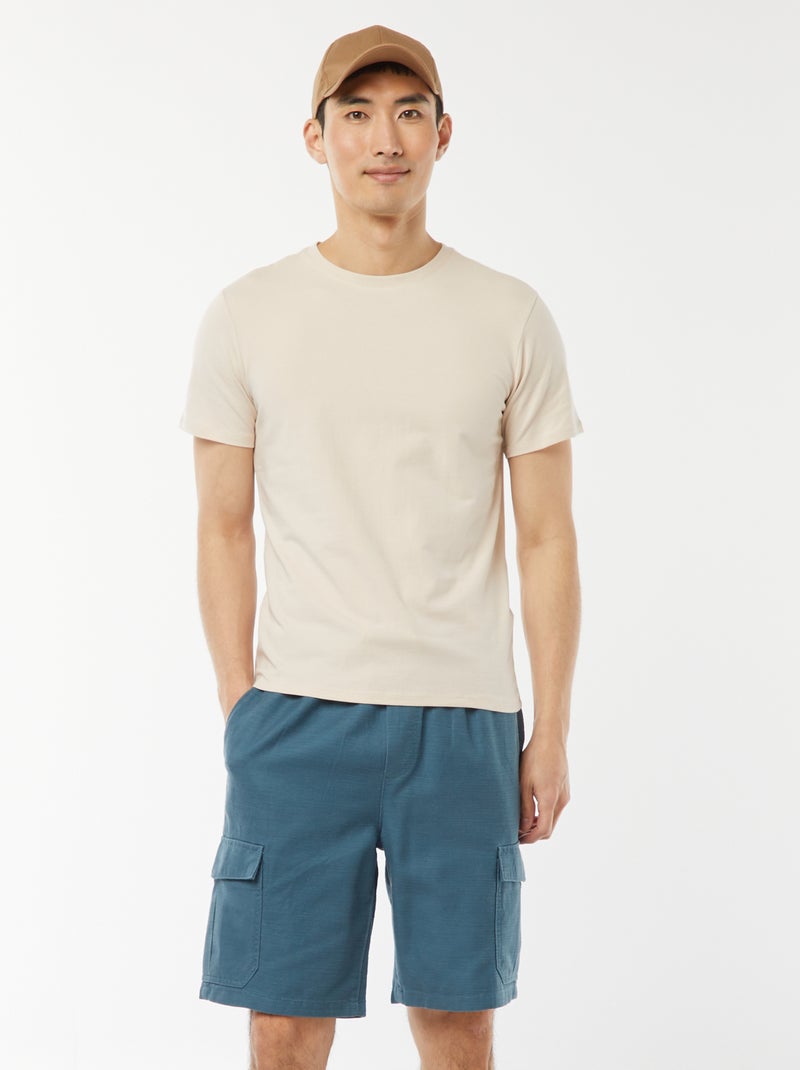 Bermudas lisas com bolsos com aba Azul - Kiabi