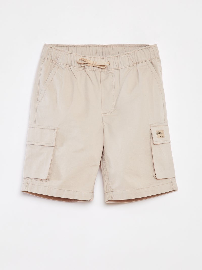 Bermudas lisas com bolsos com aba BEGE - Kiabi