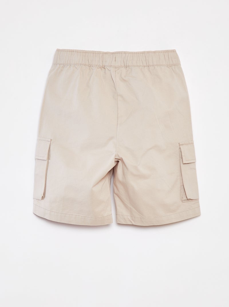 Bermudas lisas com bolsos com aba BEGE - Kiabi