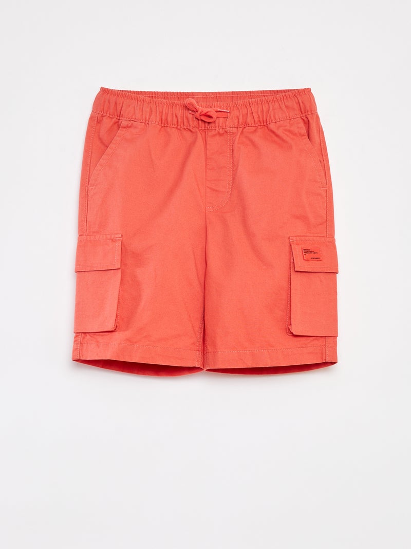 Bermudas lisas com bolsos com aba LARANJA - Kiabi