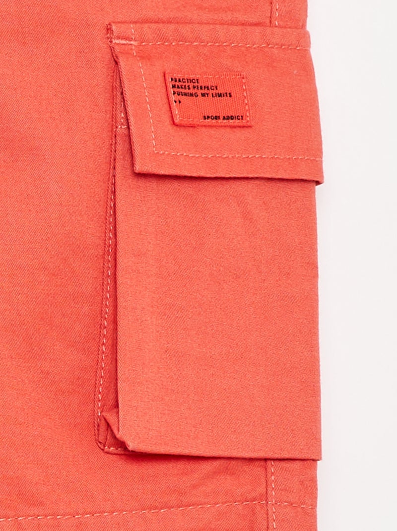 Bermudas lisas com bolsos com aba LARANJA - Kiabi