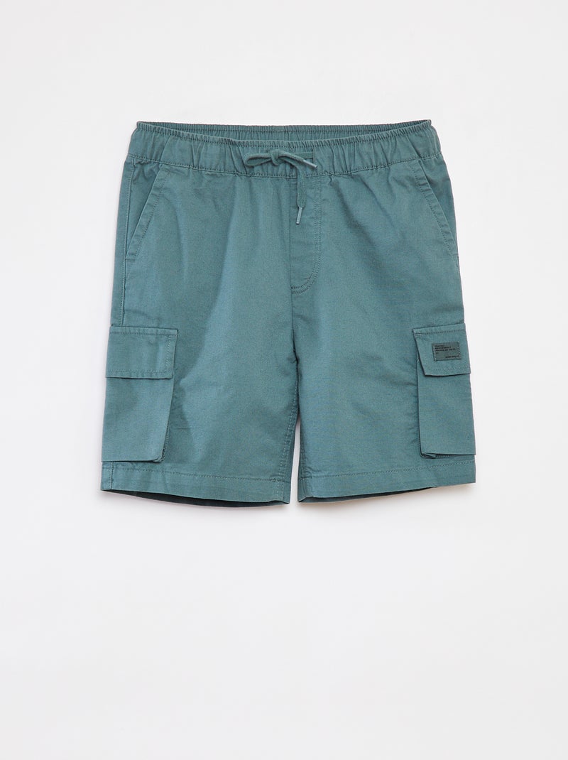 Bermudas lisas com bolsos com aba VERDE - Kiabi