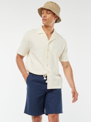 Bermudas lisas com cintura elástica + atilhos