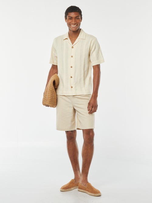 Bermudas lisas com cintura elástica + atilhos - Kiabi