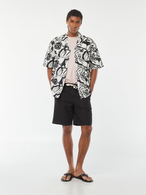 Bermudas lisas com cintura elástica + atilhos - Kiabi