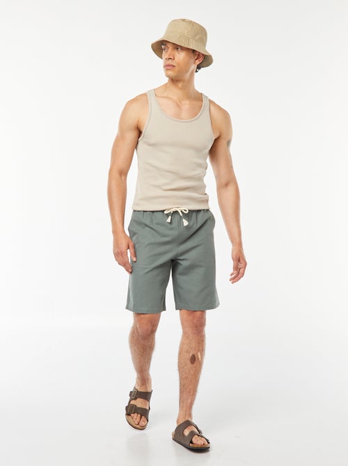 Bermudas lisas com cintura elástica + atilhos - Kiabi