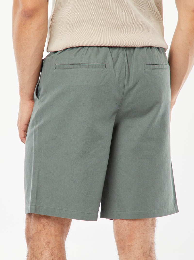 Bermudas lisas com cintura elástica + atilhos VERDE - Kiabi