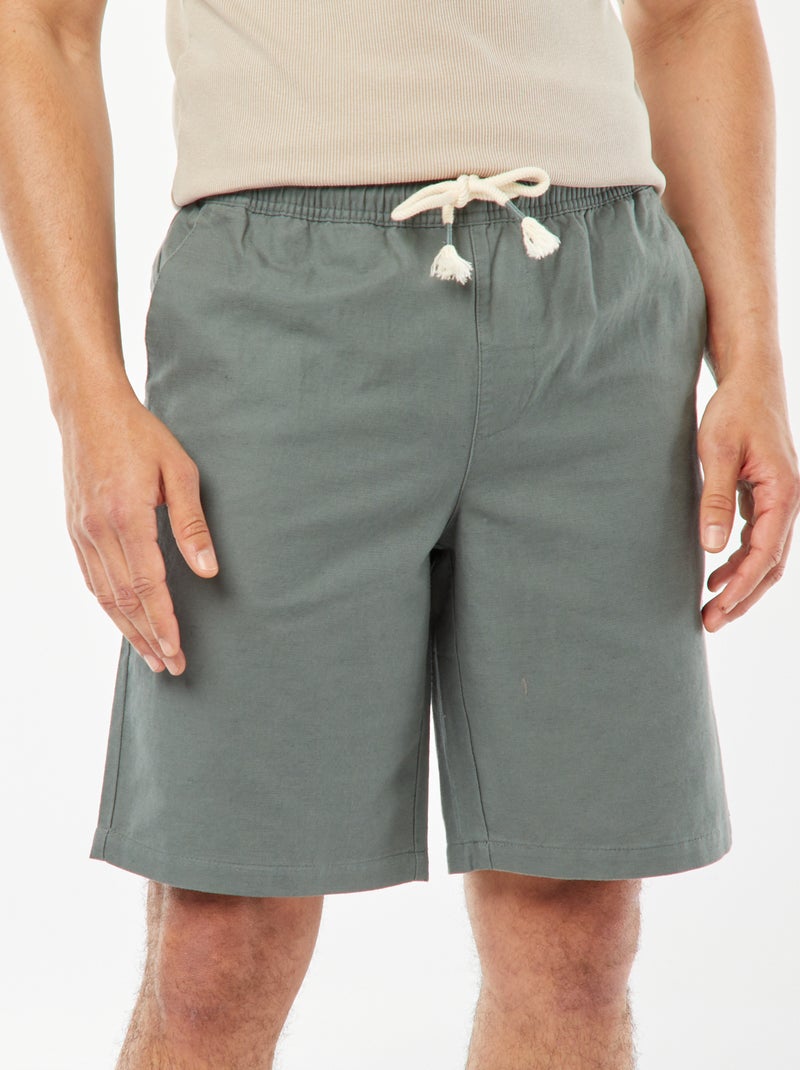 Bermudas lisas com cintura elástica + atilhos VERDE - Kiabi