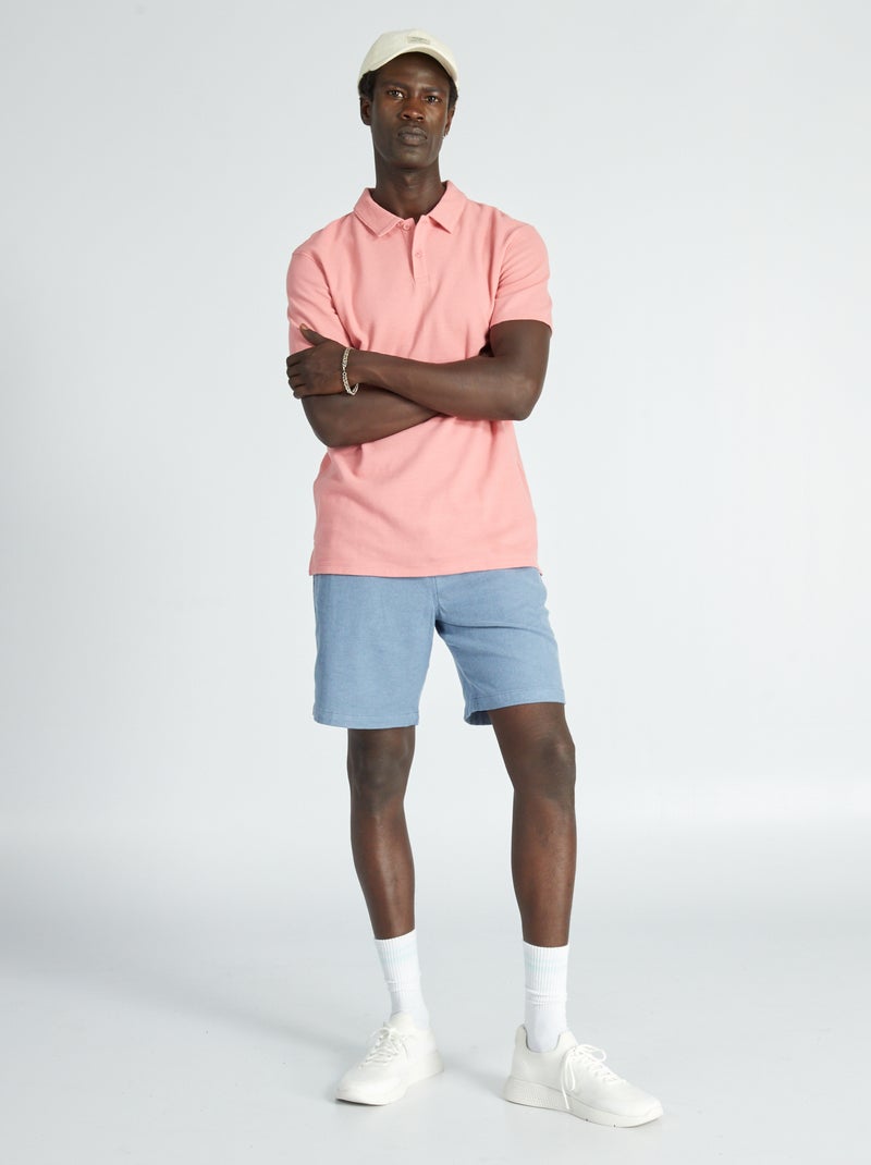 Bermudas lisas com cintura elástica AZUL - Kiabi