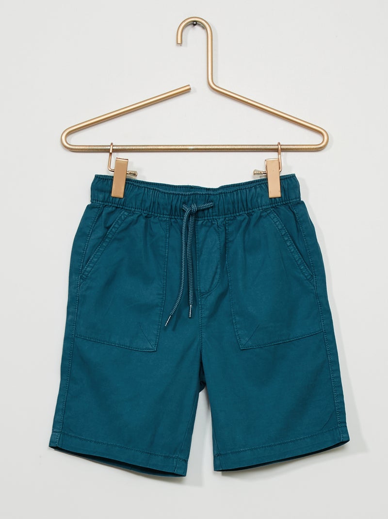 Bermudas lisas com cintura elástica Azul Escuro - Kiabi