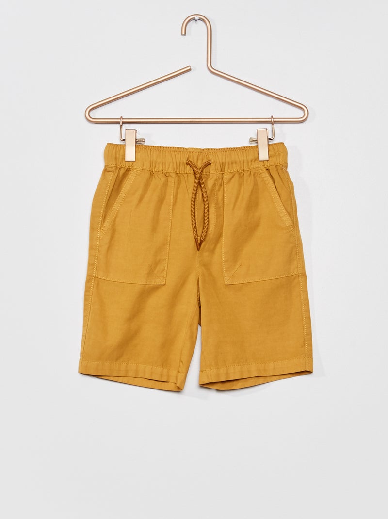 Bermudas lisas com cintura elástica BEGE - Kiabi