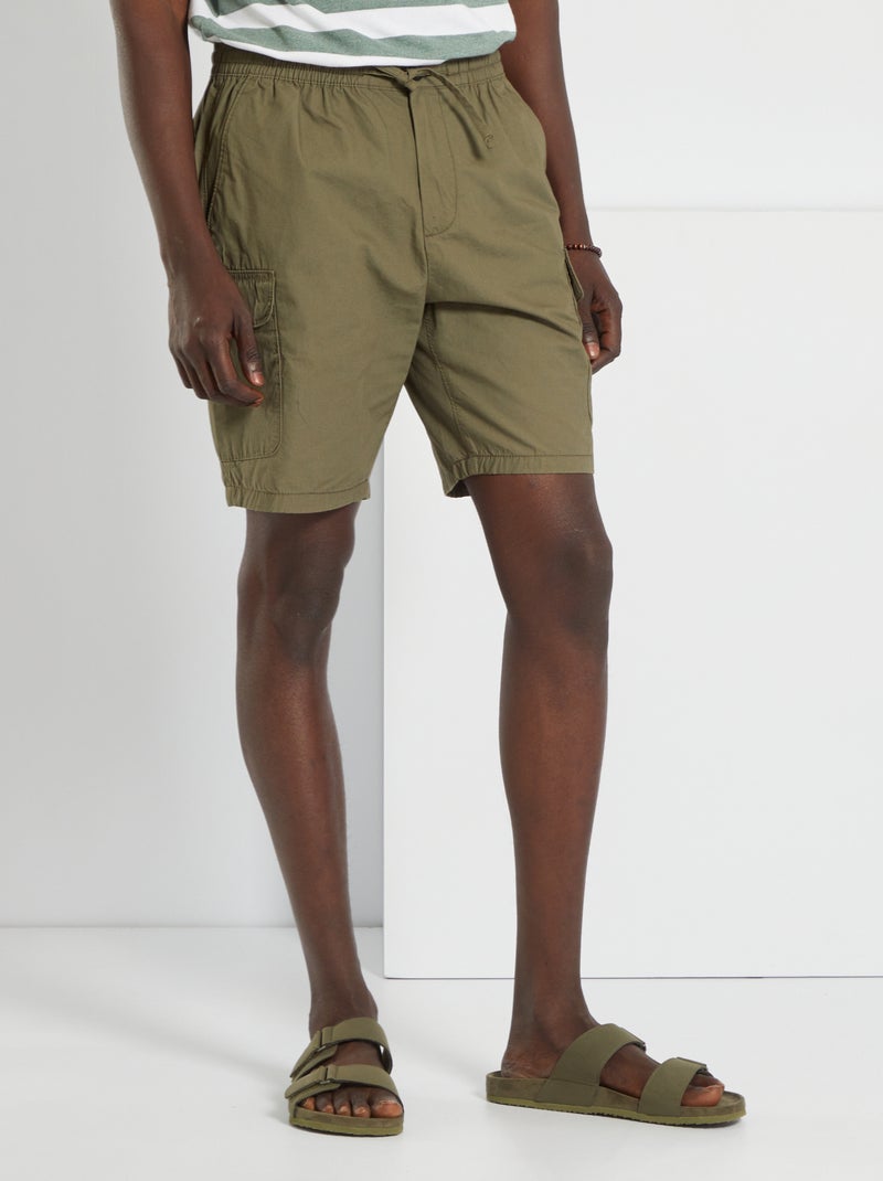 Bermudas lisas com cintura elástica CAQUI - Kiabi