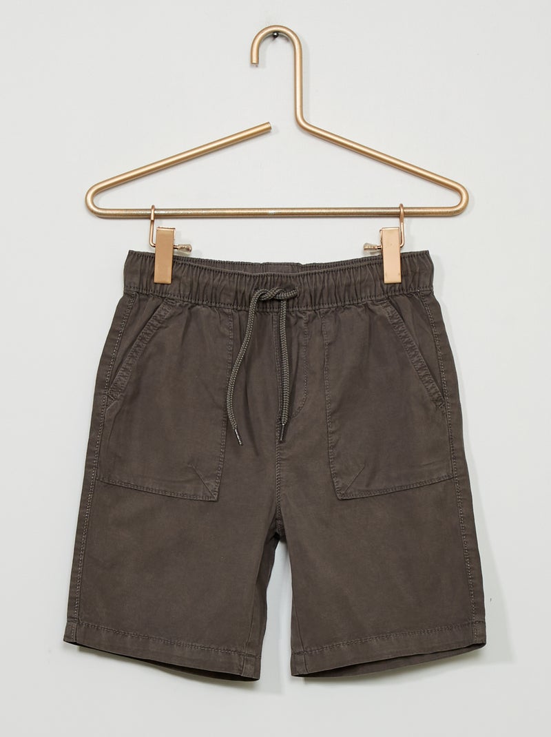 Bermudas lisas com cintura elástica CINZA - Kiabi