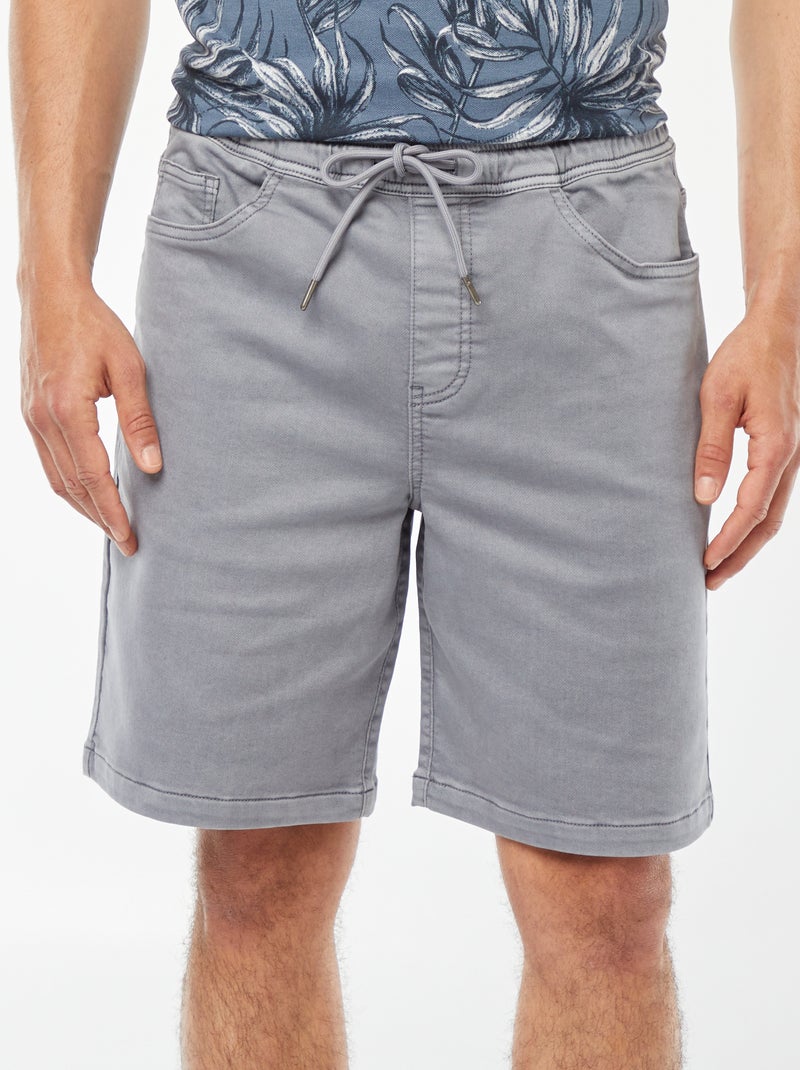 Bermudas lisas com cintura elástica e atilho para apertar AZUL - Kiabi