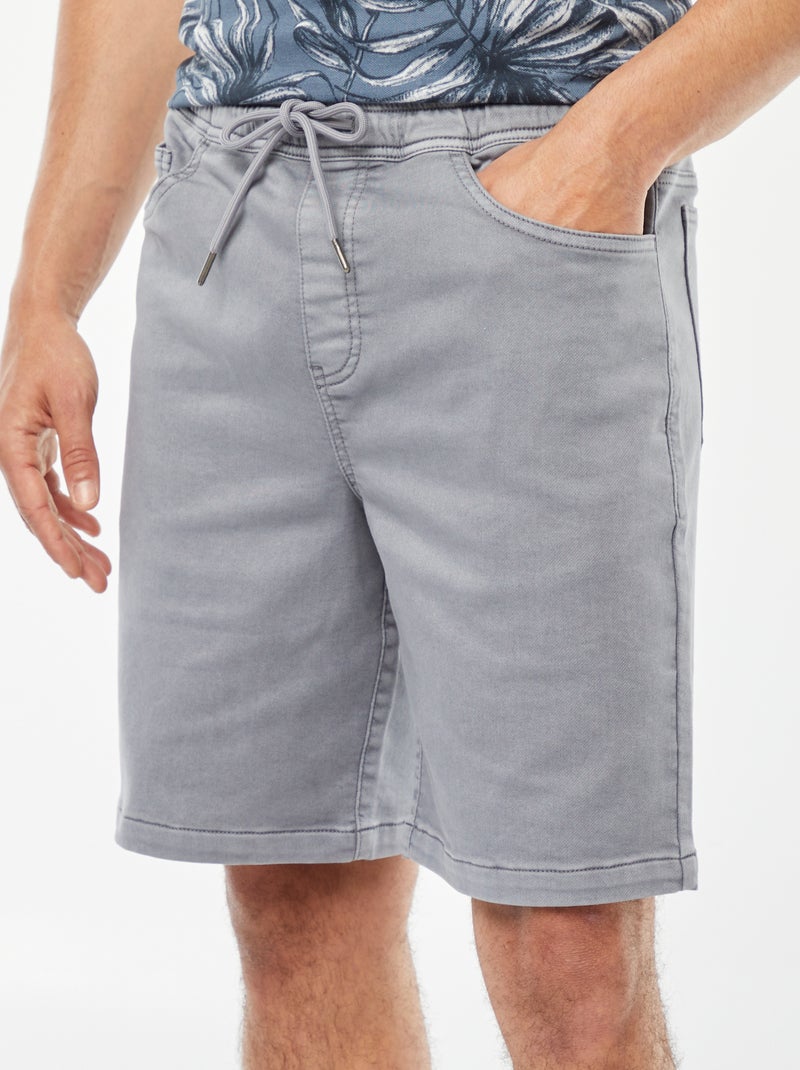 Bermudas lisas com cintura elástica e atilho para apertar AZUL - Kiabi