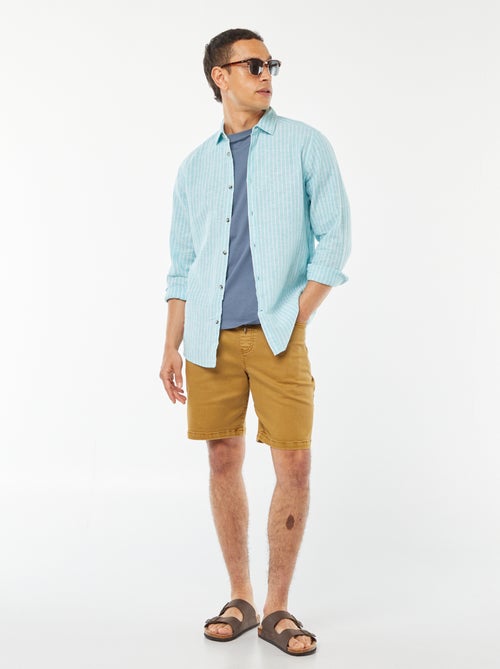 Bermudas lisas com cintura elástica e atilho para apertar - Kiabi Bermudas lisas com cintura elástica e atilho para apertar - Kiabi