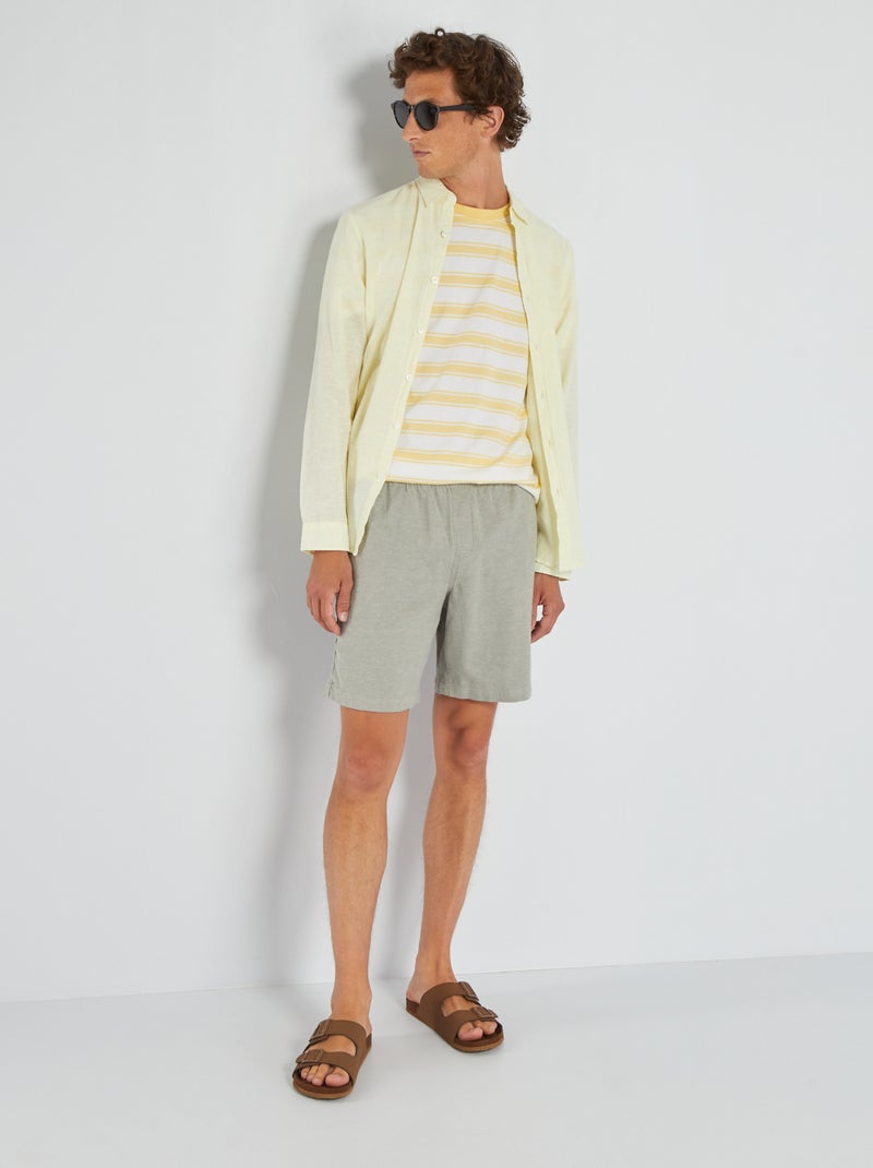 Bermudas lisas com cintura elástica VERDE - Kiabi