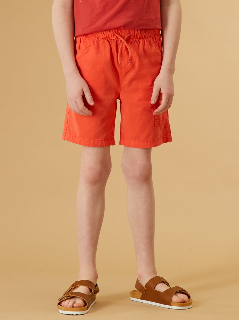 Bermudas lisas com cintura elástica Vermelho Coral - Kiabi