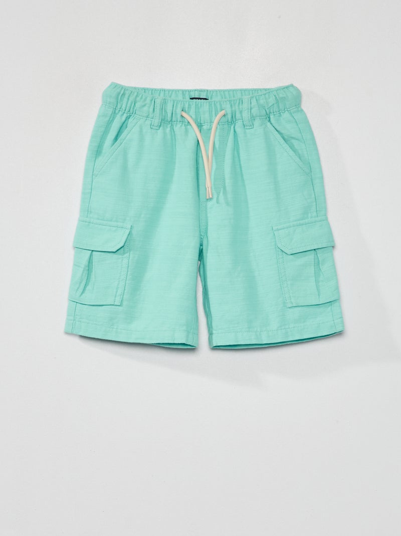 Bermudas lisas com linho AZUL - Kiabi