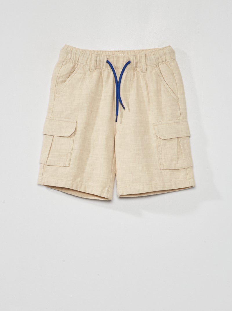 Bermudas lisas com linho BEGE - Kiabi