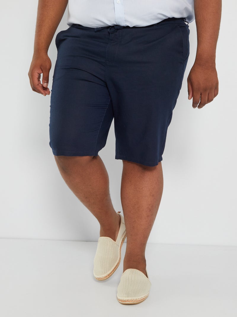 Bermudas lisas em linho AZUL - Kiabi