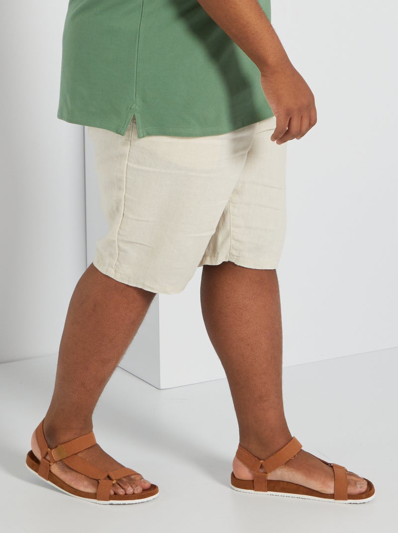 Bermudas lisas em linho BEGE - Kiabi