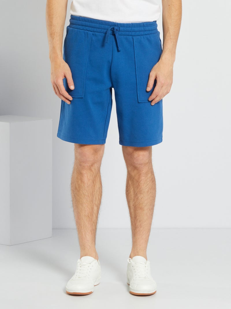 Bermudas lisas em piqué de algodão AZUL - Kiabi
