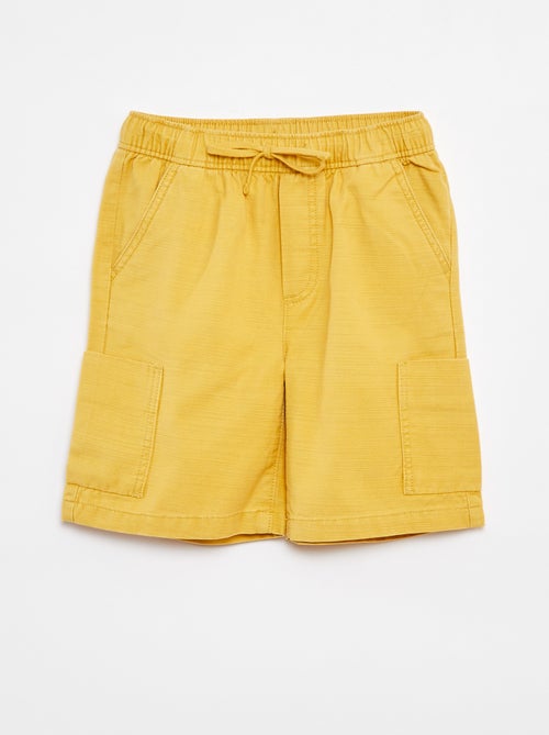 Bermudas lisas em sarja com bolsos - Kiabi
